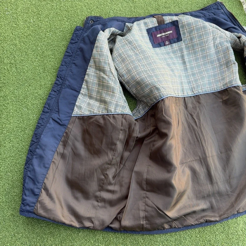 Johnston & Murphy Jacket Vest Mens Medium Blue Quilted Sleeveless Full Zip